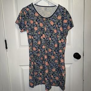 LL Bean Women’s Size XL Reg Supima Cotton Night Sleep Shirt Floral Short Sleeve